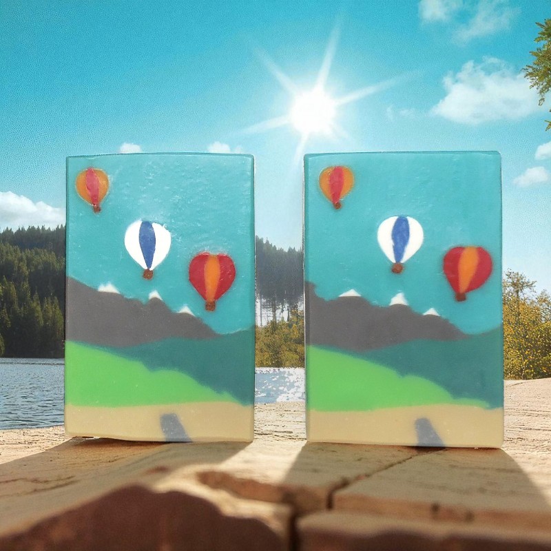 Up, Up and Away! The soap design extends through the bar