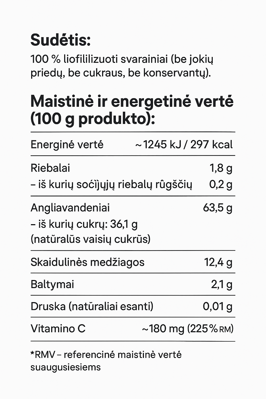 Liofilizuoti svarainiai