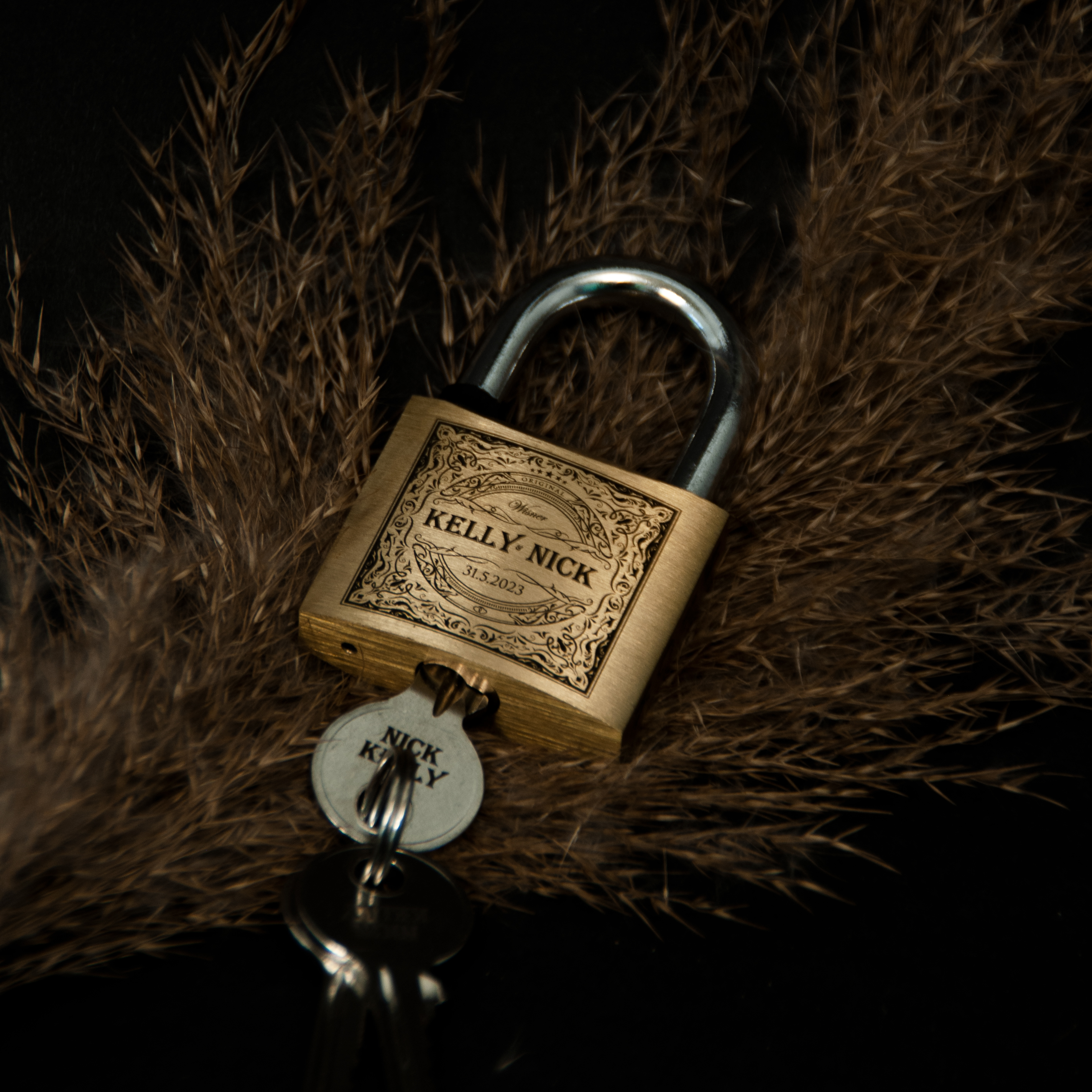 Retro Vintage Couple Padlock