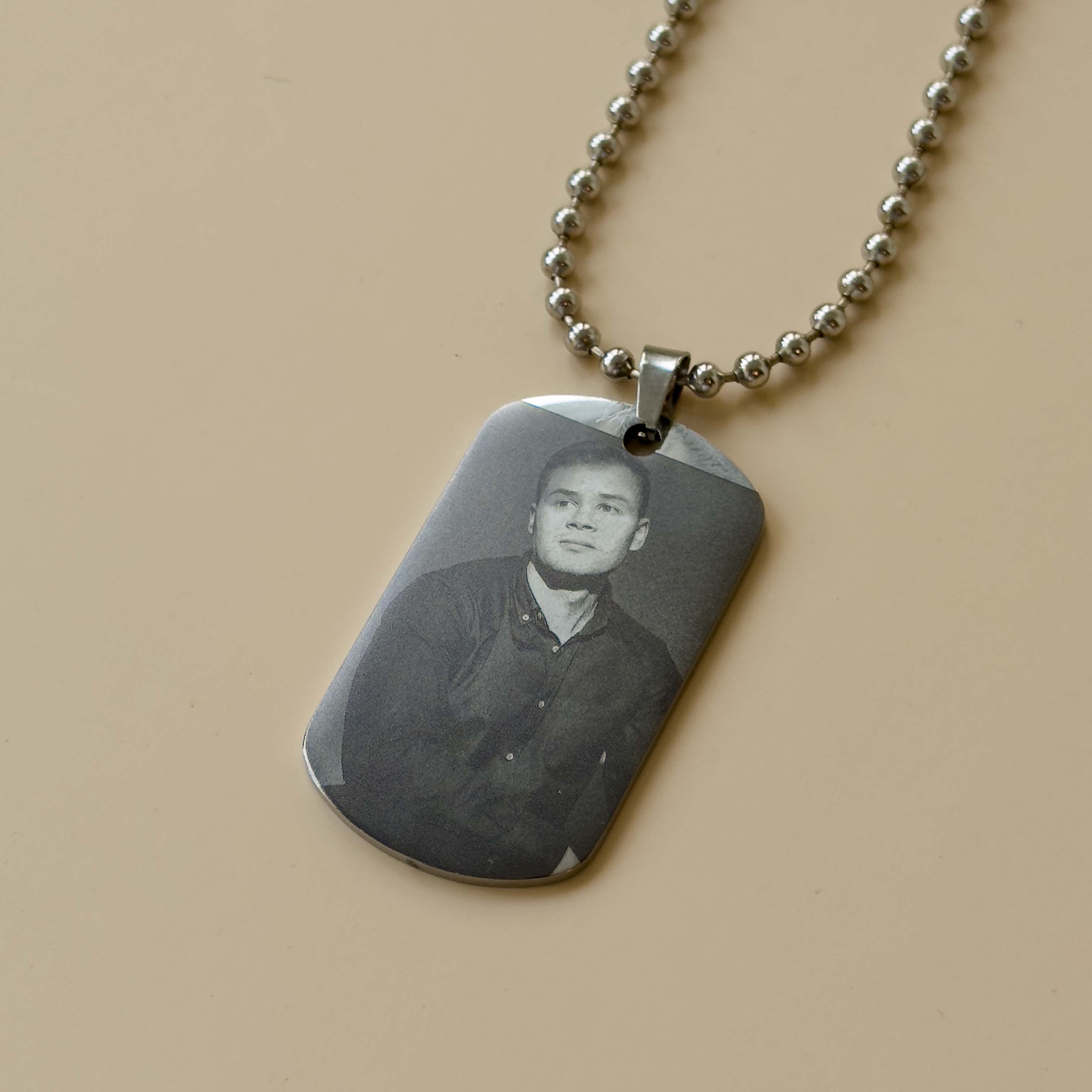 Personalized Photo Engraved Dog Tag Necklace
