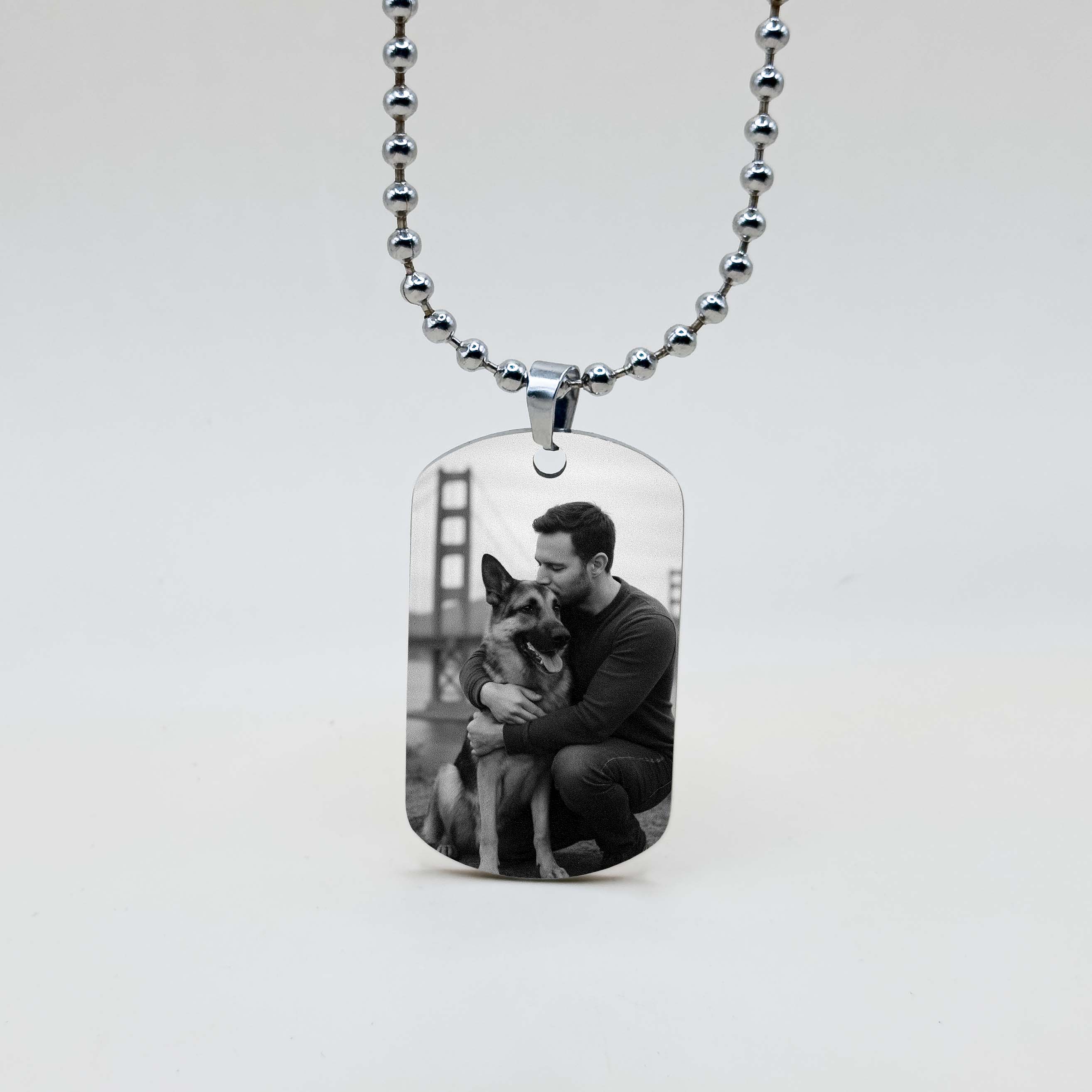 Personalized Photo Engraved Dog Tag Necklace