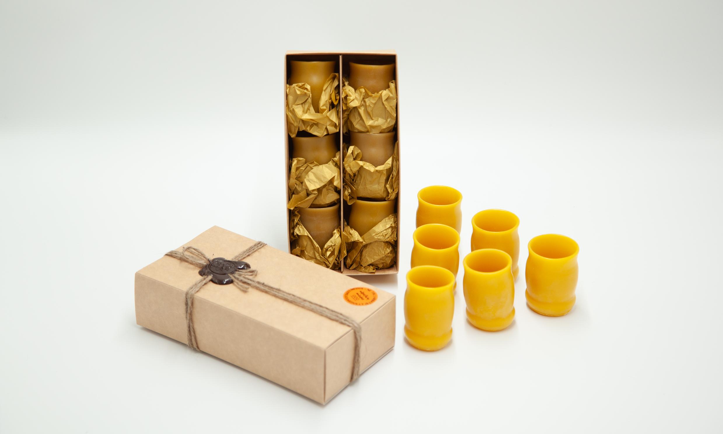 Bičių vaško taurelių rinkinys „Midaus mėgėjui“