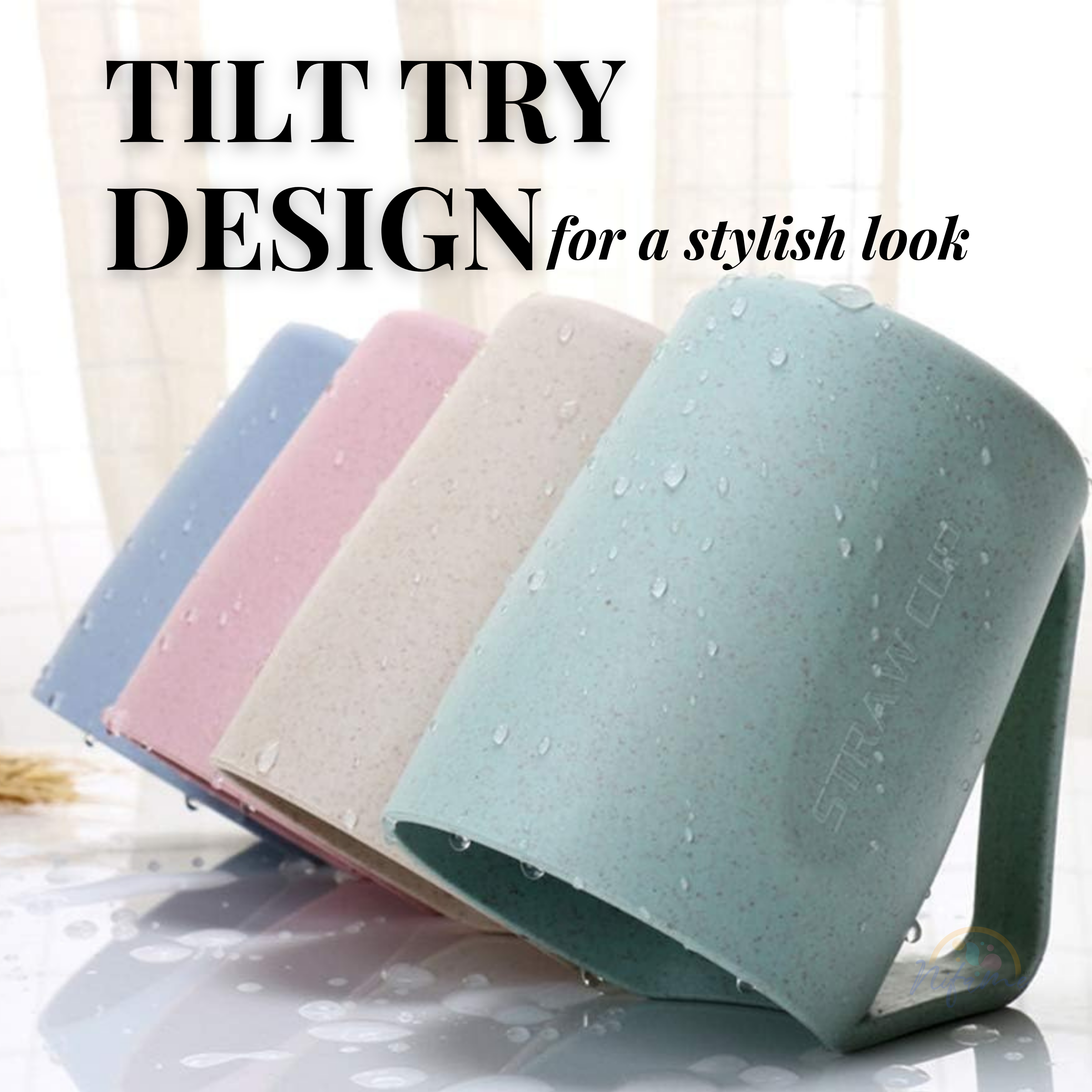 Wheat Straw Eco Friendly Mug with Handle | Tilt Dry Cup Design (400 ml)