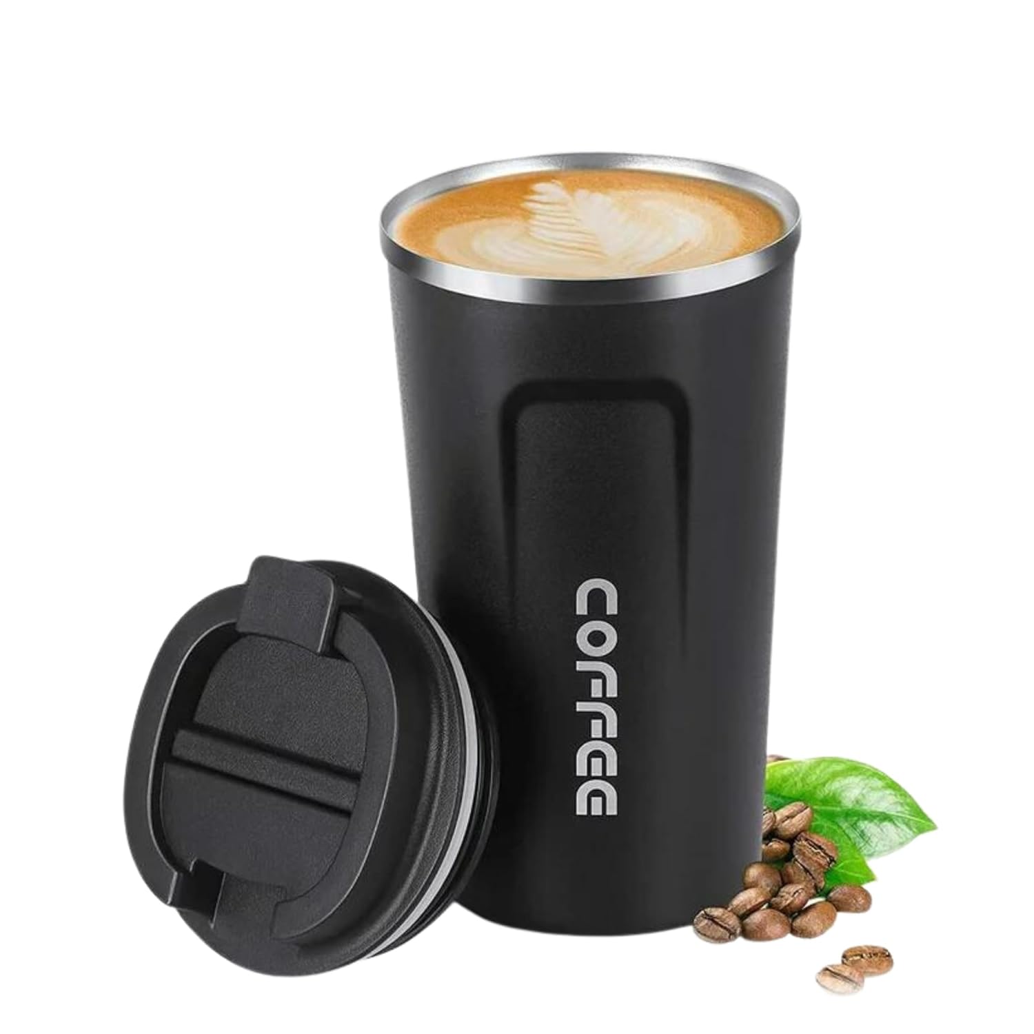 Stainless Steel Coffee Mug | Premium Flip Top Locking Cap | 380ml