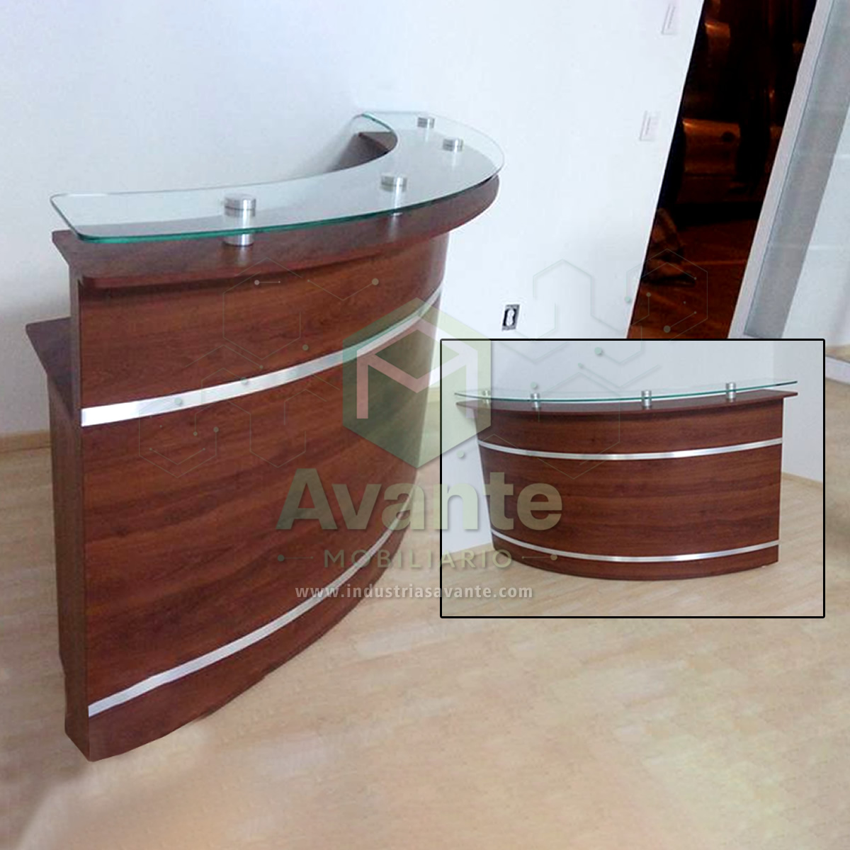 Recepción Curva Modelo Softvanguard DO-008 Caoba Elegante
