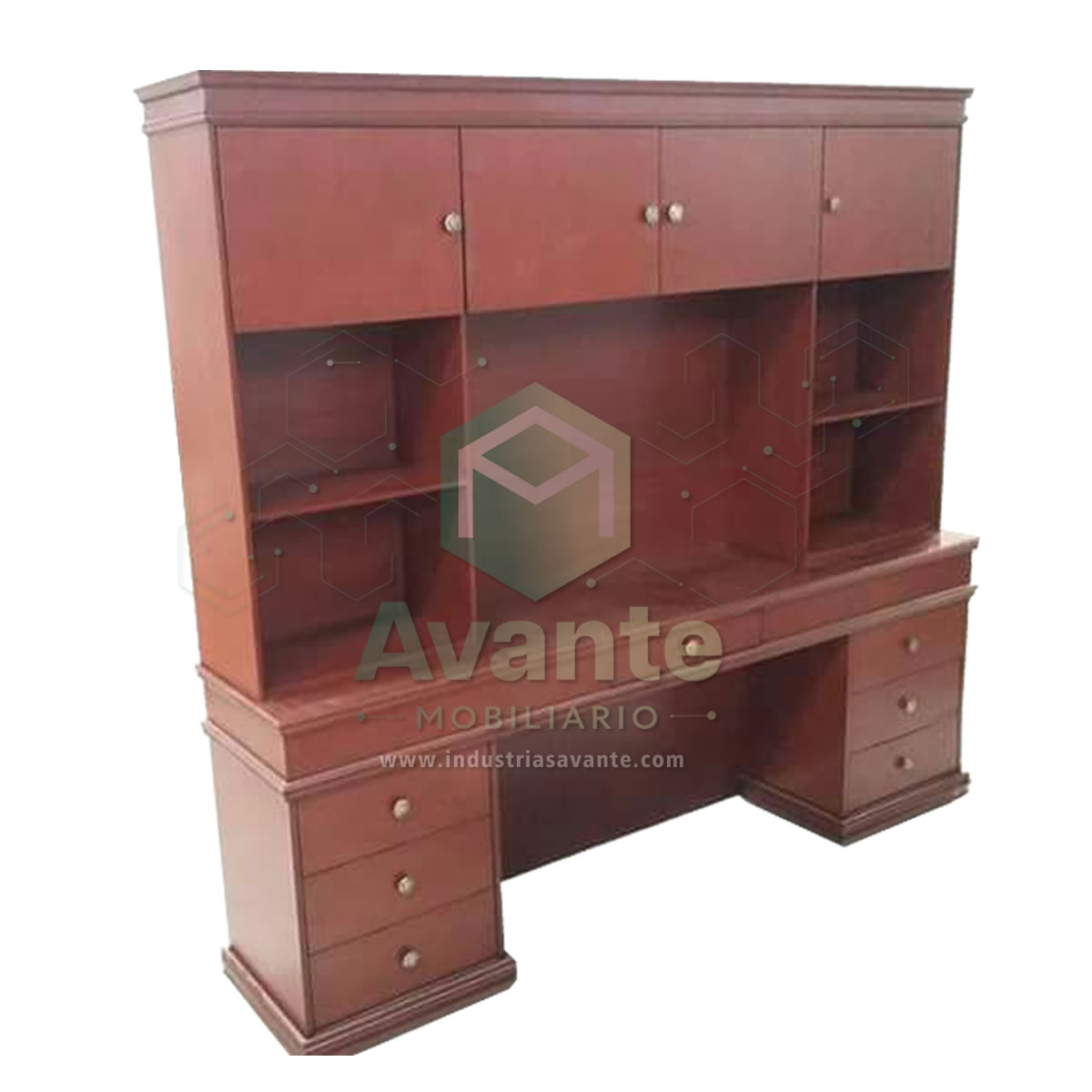 Lujosa Credenza Abierta y Copete Librero