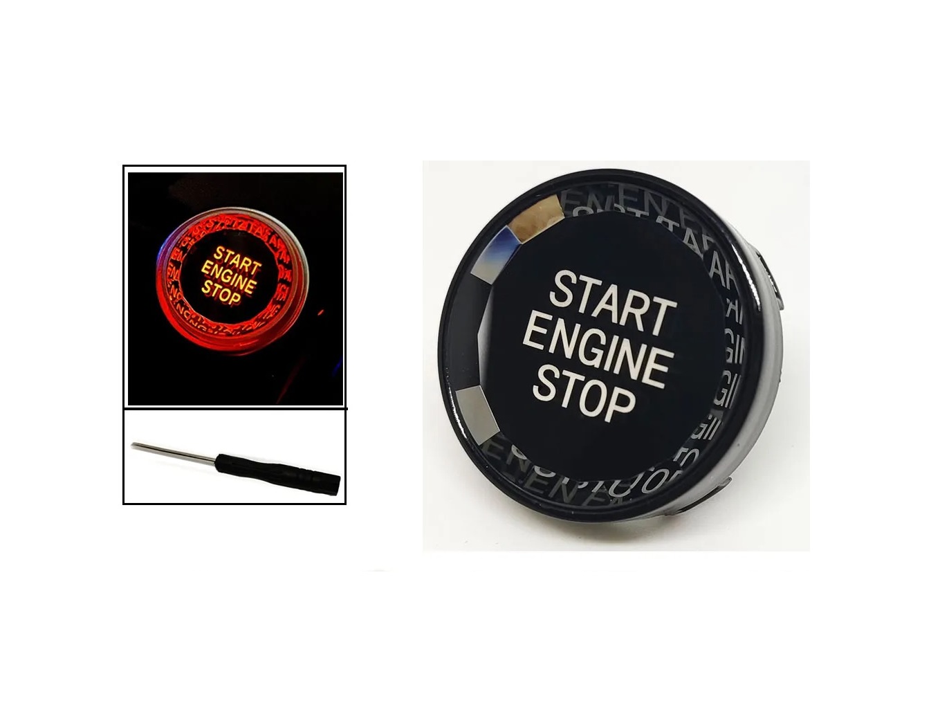 BMW E-serijos Start-Stop kristalinis mygtukas (juodas)