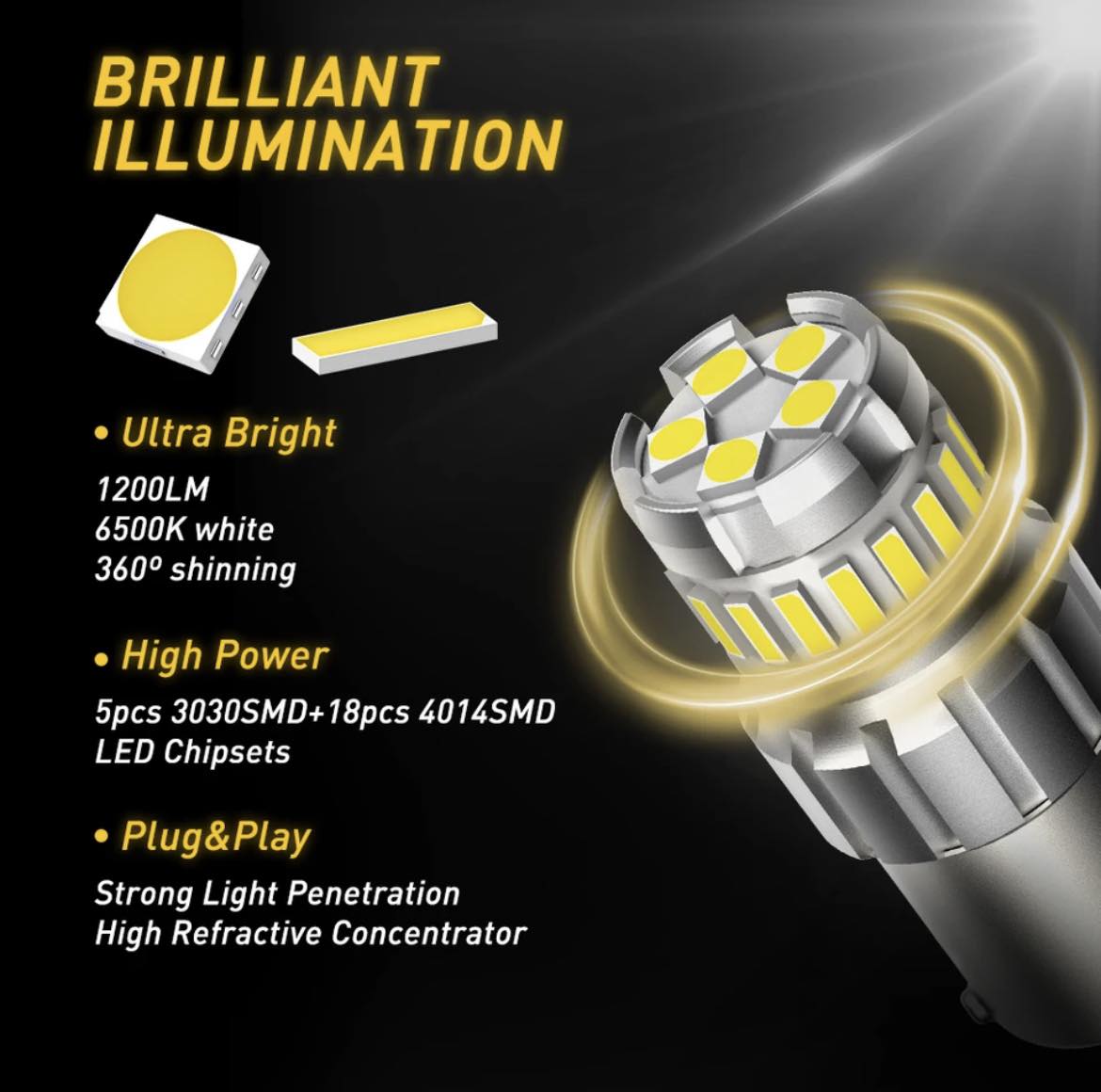 LED lemputės atbuliniui P21W BA15S 1156 23SMD AUXITO CANBUS