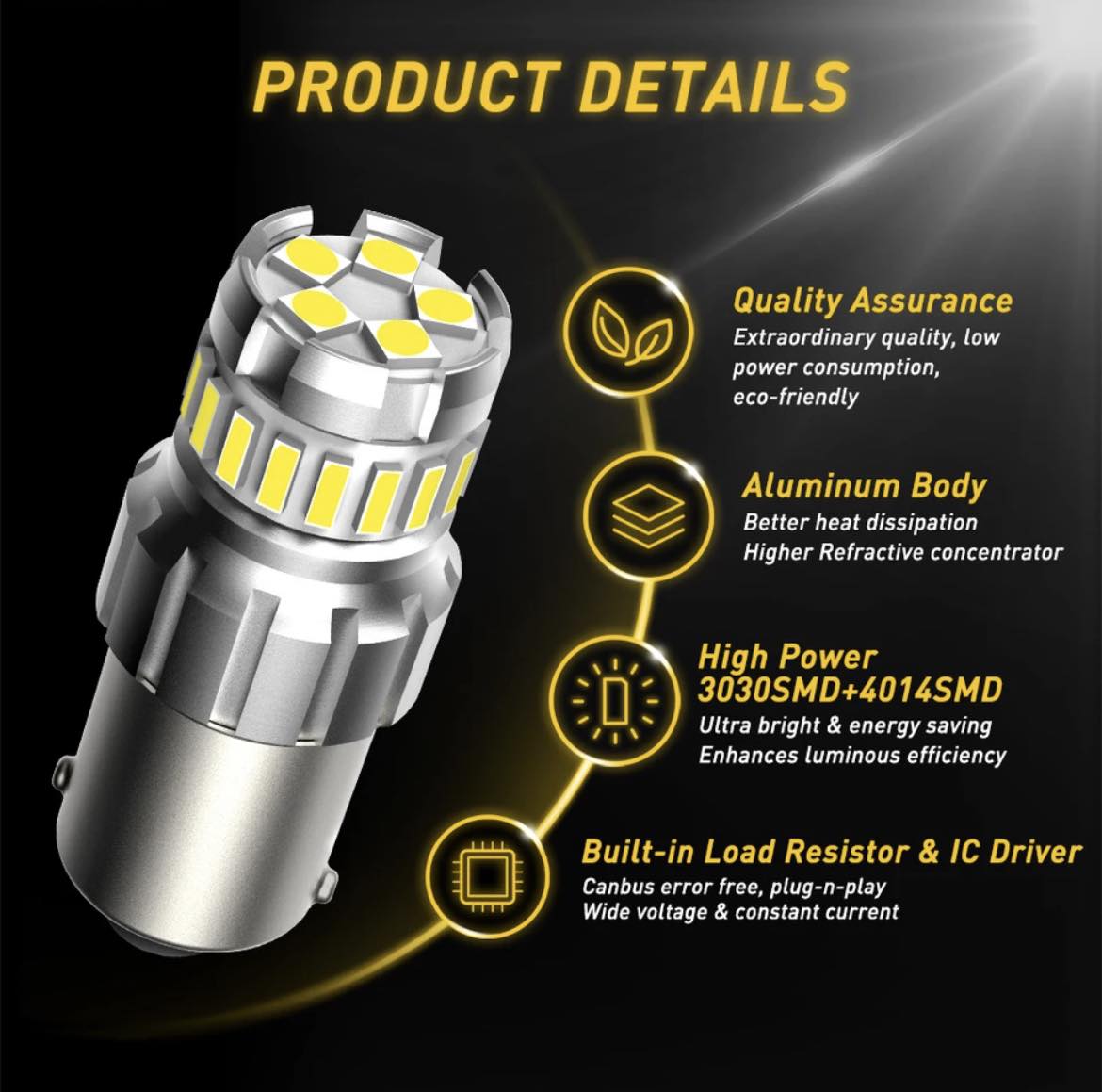 LED lemputės atbuliniui P21W BA15S 1156 23SMD AUXITO CANBUS