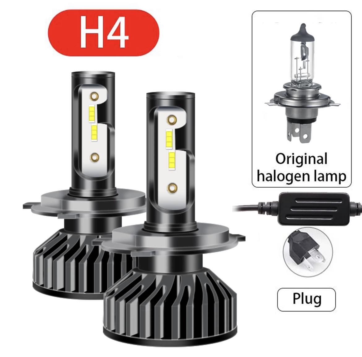 H4 HB2 9003 LED lemputės Alicen