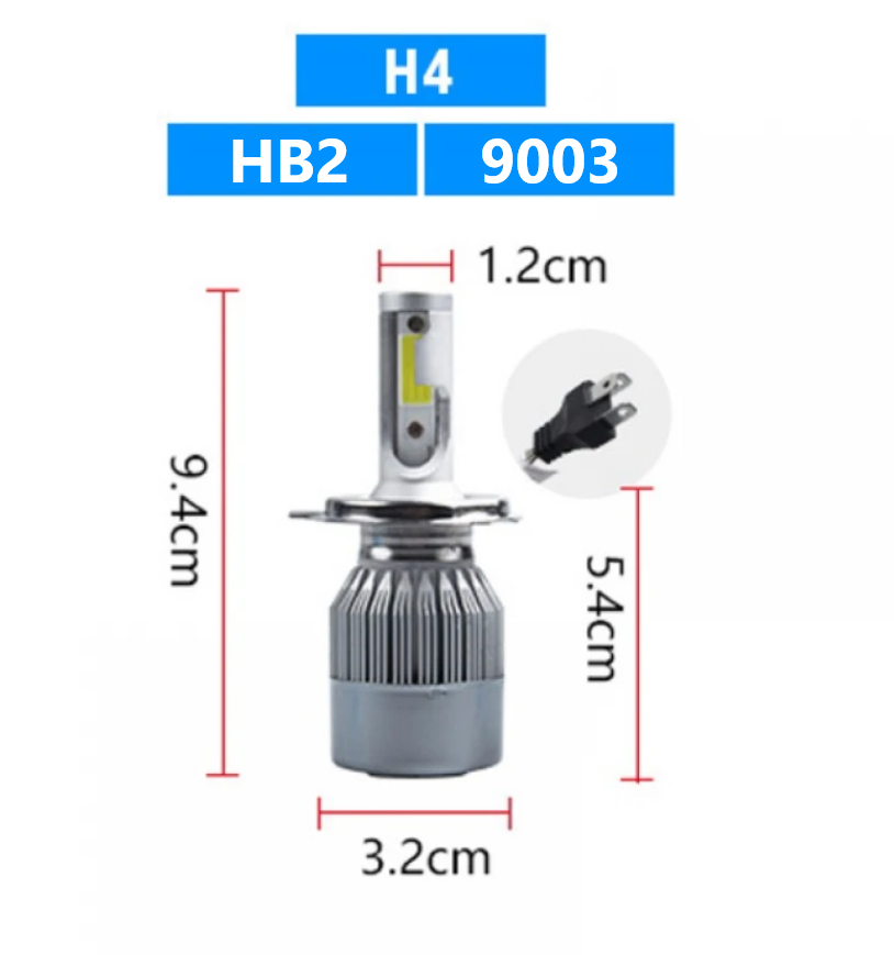 H4 HB2 9003 LED lemputės C6 Rutense