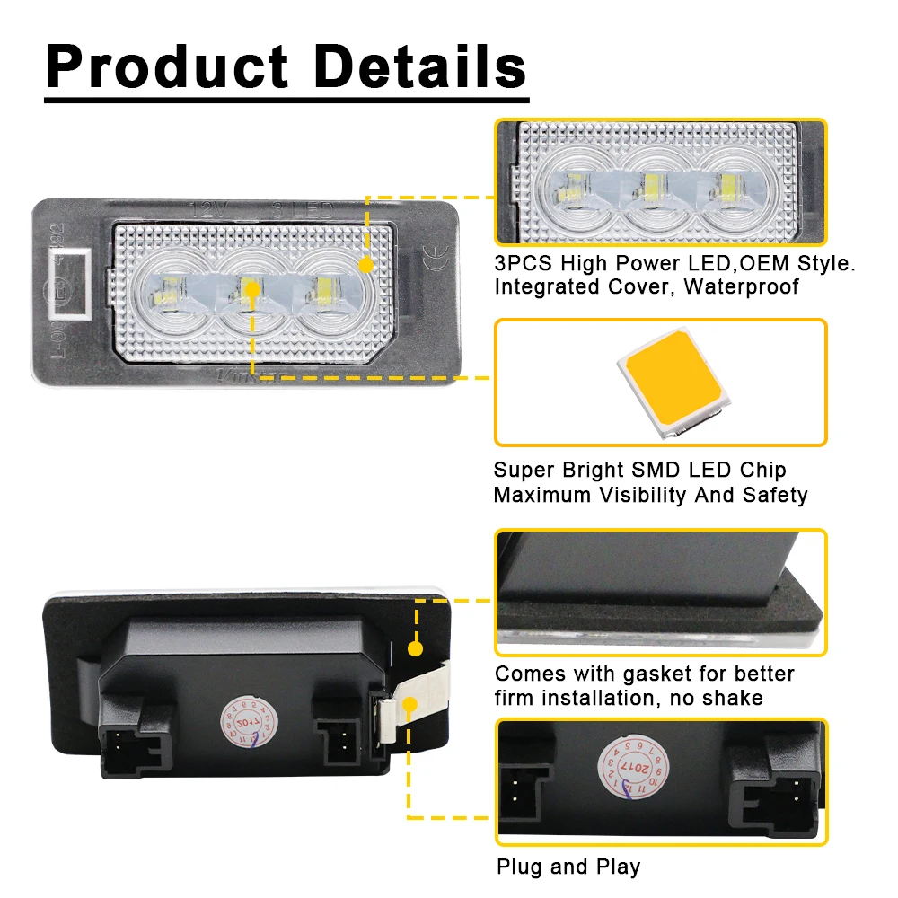 BMW Numerių apšvietimas 1, 2, 3, 4, 5, X serijoms CANBUS 3SMD