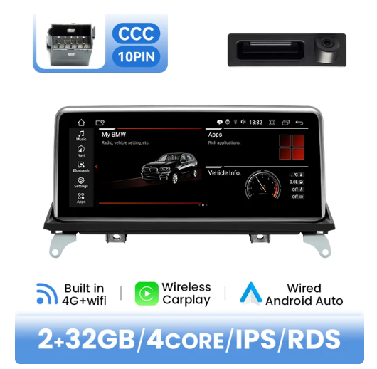 BMW E70 X5 / E71 X6 multimedija 4core + 2GB + 32ROM + Camera 10.25" *CCC