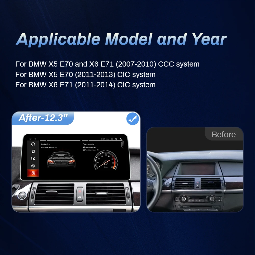 BMW E70 X5 / E71 X6 multimedija 8core + 6GB + 128ROM + Camera 12.3" *CIC