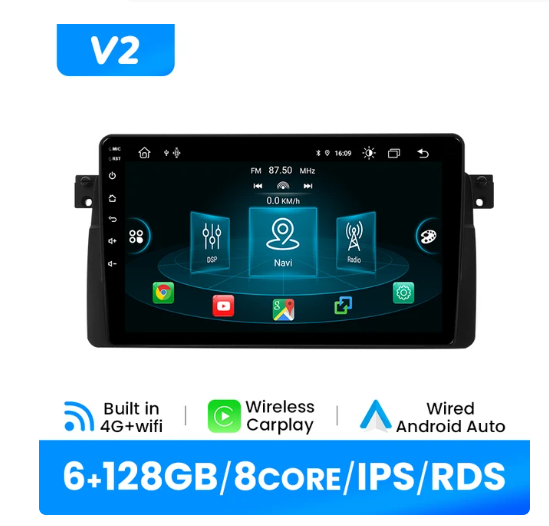 BMW E46 multimedija 8core + 6GB + 128ROM 9" *V2