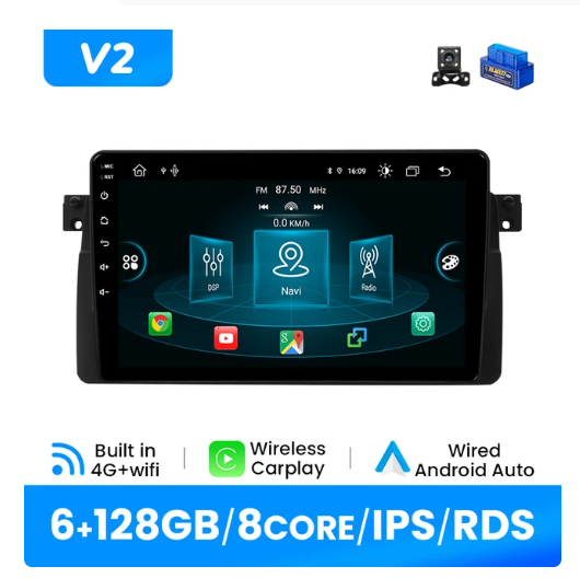 BMW E46 multimedija 8core + 6GB + 128ROM + Camera 9" *V2