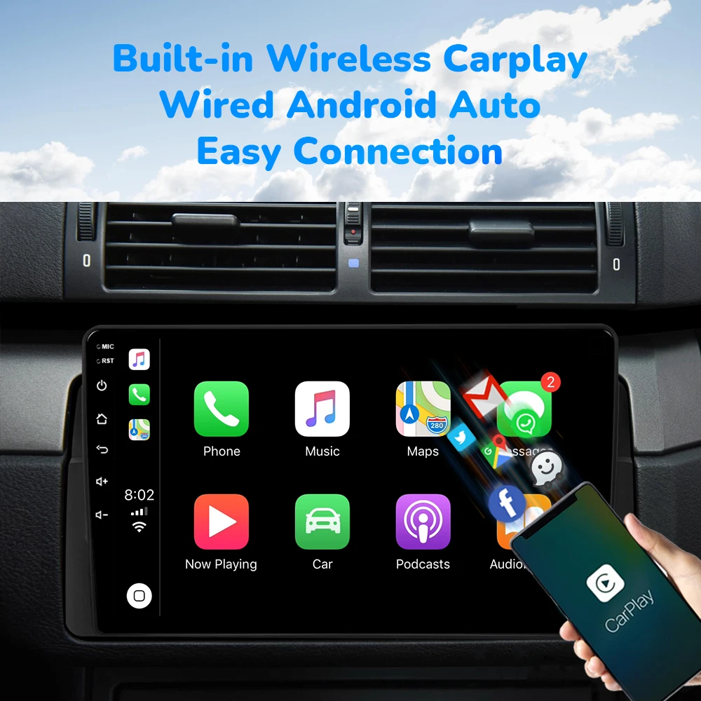 BMW E46 multimedija 8core + 6GB + 128ROM + Camera 9" *V2