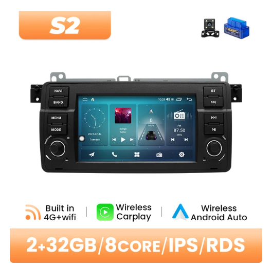 BMW E46 multimedija 8core + 2GB + 32ROM + Camera 7" *S2