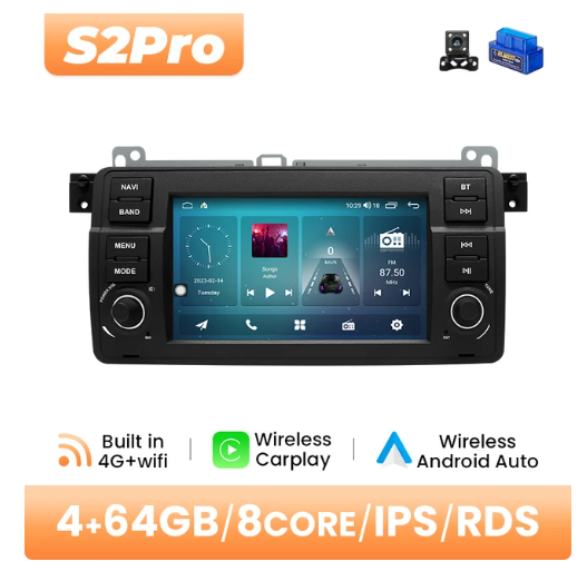 BMW E46 multimedija 8core + 4GB + 64ROM + Camera 7" *S2PRO