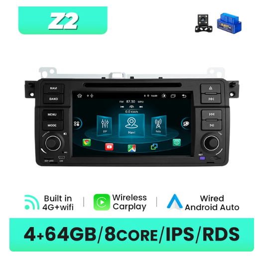 BMW E46 multimedija 8core + 4GB + 64ROM + Camera 7" *Z2