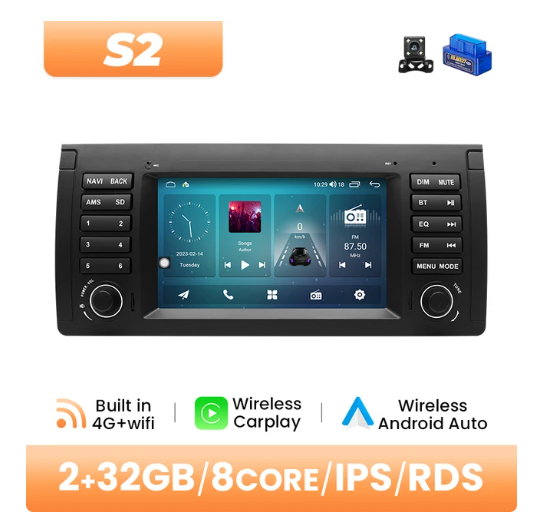 BMW E39 multimedija 8core + 2GB + 32ROM + Camera 7" *S2