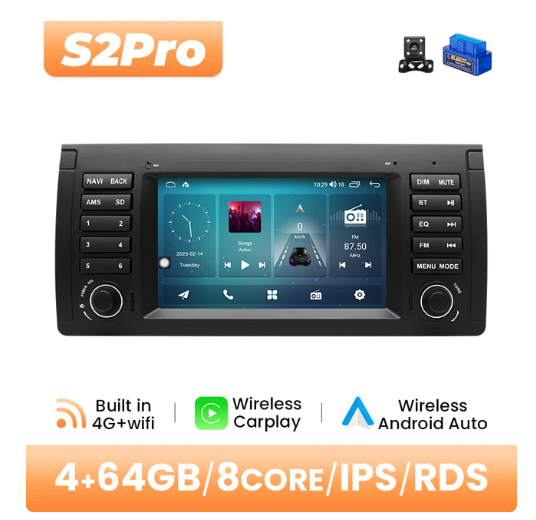 BMW E39 multimedija 8core + 4GB + 64ROM + Camera 7" *S2PRO