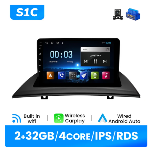 BMW E83 multimedija 4core + 2GB + 32ROM + Camera 9" *S1C