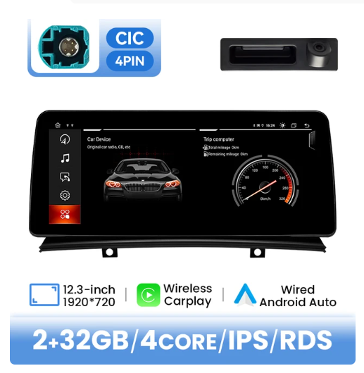 BMW E83 multimedija 4core + 2GB + 32ROM + Camera 12.3" *CIC