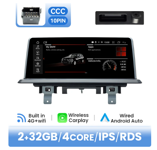 BMW E81 / E82 / E87 / E88 multimedija 4core + 2GB + 32ROM + Camera 10.25" *CCC