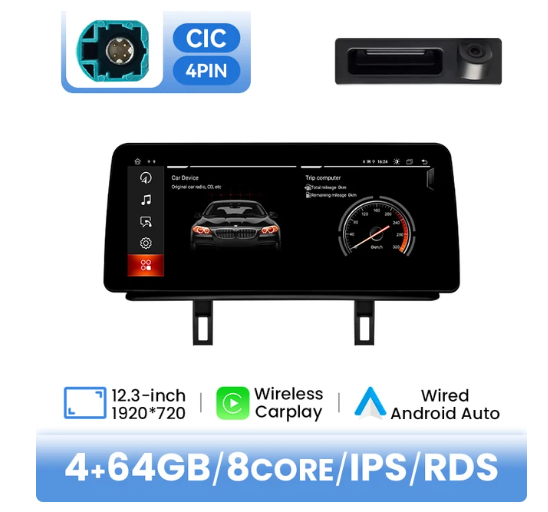 BMW E81 / E82 / E87 / E88 multimedija 8core + 4GB + 64ROM + Camera 12.3" *CIC