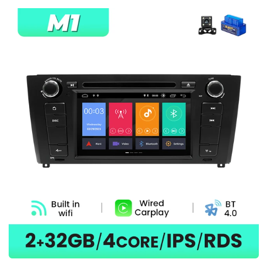 BMW E81 / E82 / E87 / E88 multimedija 4core + 2GB + 32ROM + Camera 7" *M1