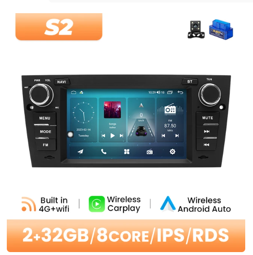 BMW E90 / E91 / E92 / E93 multimedija 8core + 2GB + 32ROM + Camera 7" *S2 