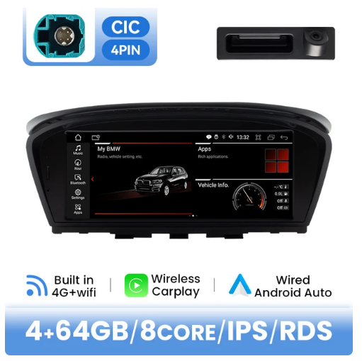 BMW E90 / E91 / E92 / E93 / E60 / E61 / E63 / E64 multimedija 8core + 4GB + 64ROM + Camera 8.8" *CIC
