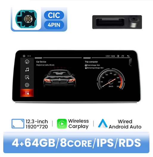 BMW E90 / E91 / E92 / E93 / E60 / E61 / E63 / E64 multimedija 8core + 4GB + 64ROM + Camera 12.3" *CIC
