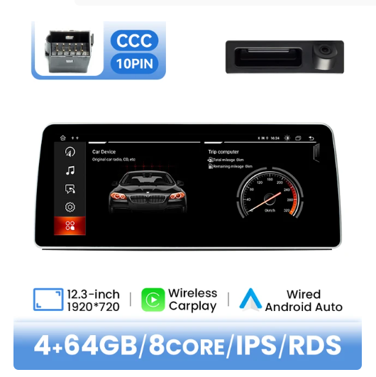 BMW E90 / E91 / E92 / E93 / E60 / E61 / E63 / E64 multimedija 8core + 4GB + 64ROM + Camera 12.3" *CCC