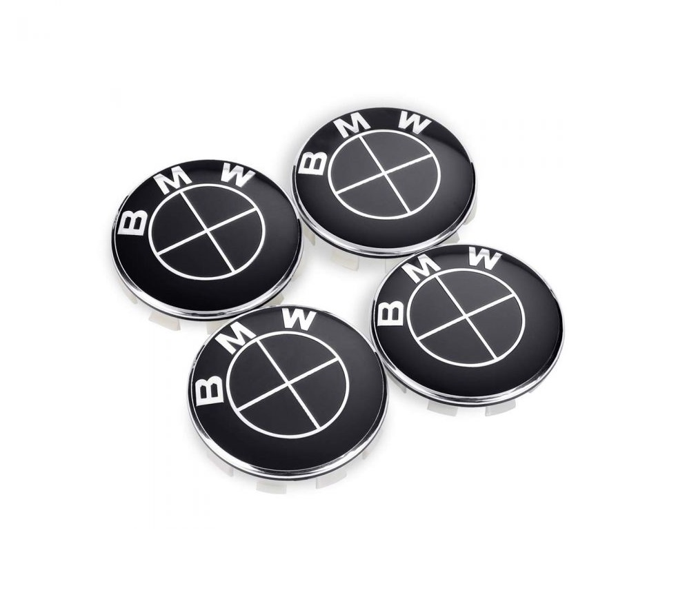 BMW ratlankiu dangteliai 68mm pilnai juodi
