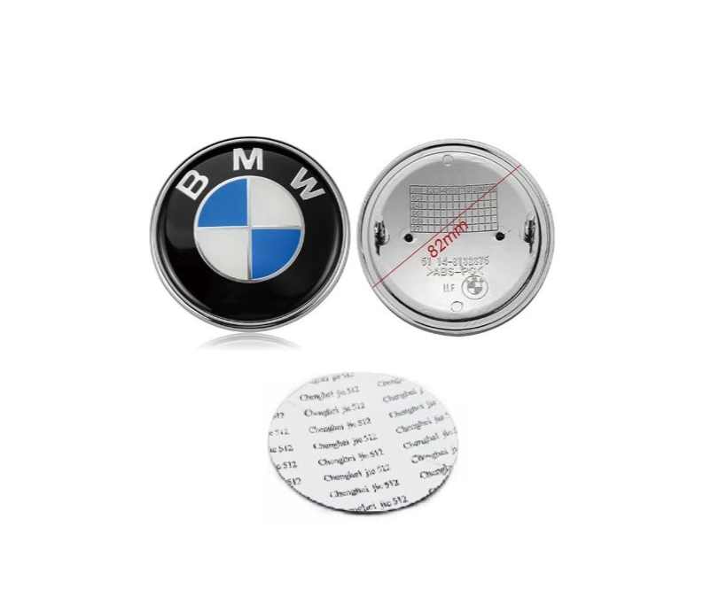 BMW emblema 82mm melyna / balta (bazė + lipdukas)