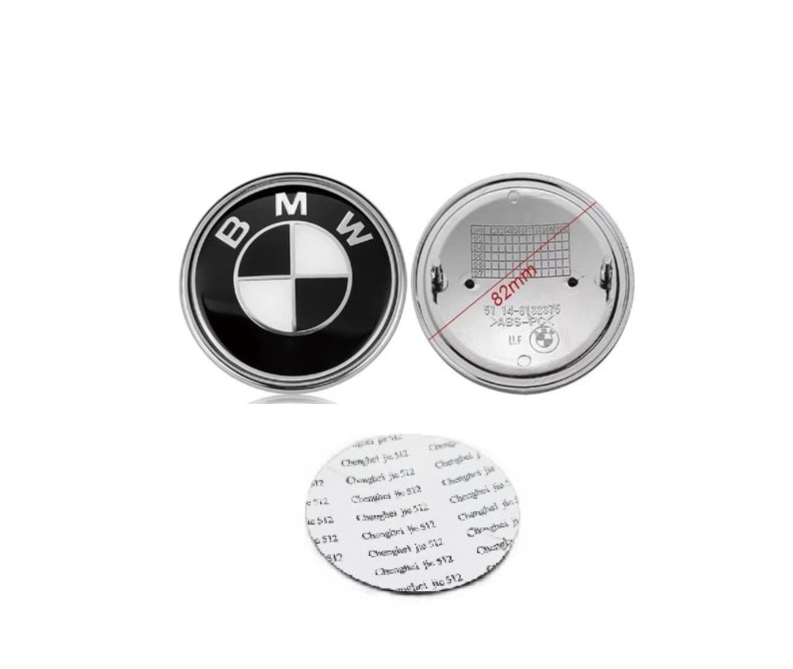 BMW emblema 82mm juoda / balta (bazė + lipdukas)