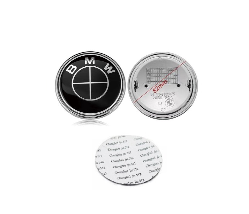 BMW emblema 82mm pilnai juoda (bazė + lipdukas)