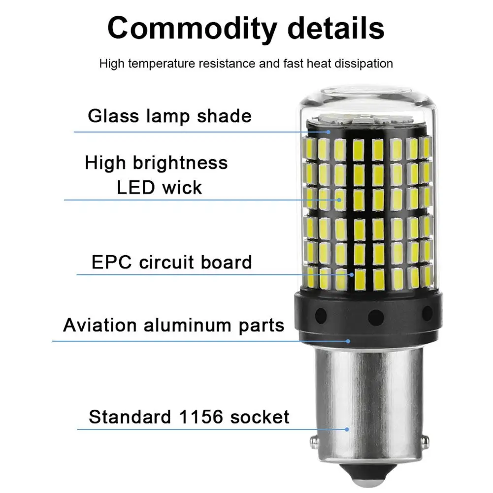 LED lemputės atbuliniui P21W BA15S 1156 144SMD CANBUS (2vnt.)