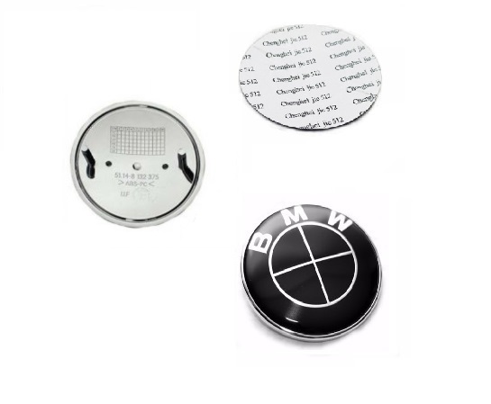 BMW emblema 74mm pilnai juoda (bazė + lipdukas)