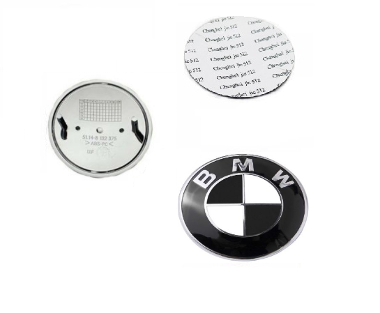 BMW emblema 74mm juoda / balta (bazė + lipdukas)