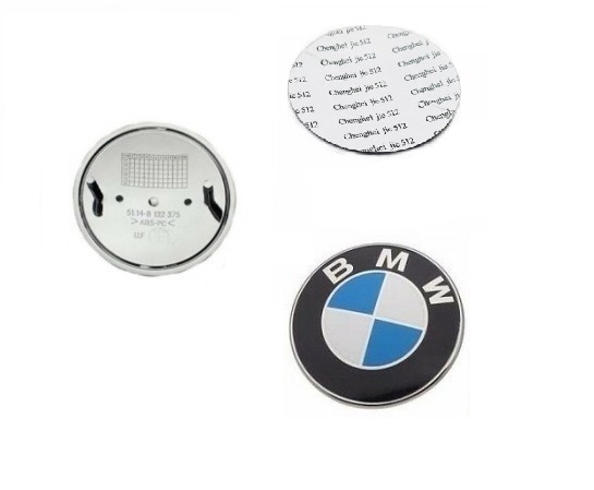 BMW emblema 74mm melyna / balta (bazė + lipdukas)