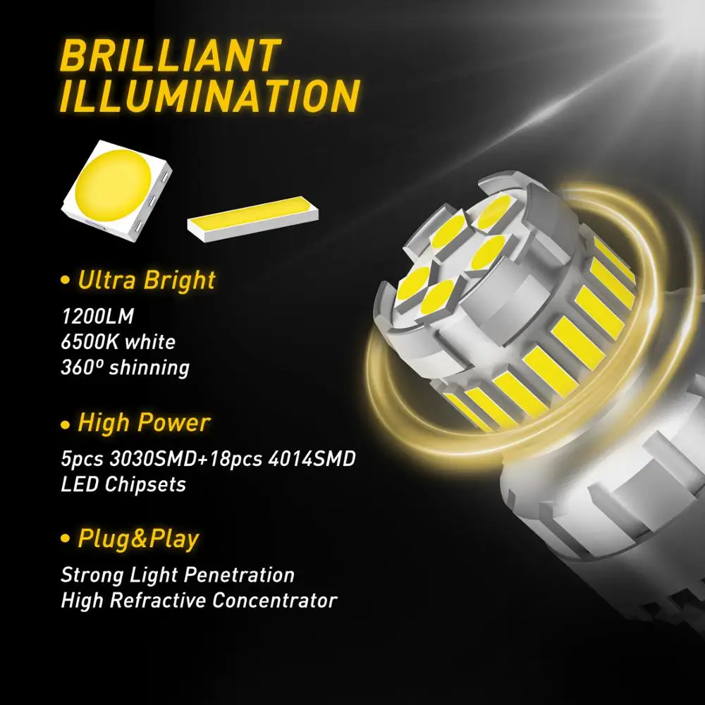 LED lemputės T20 W21W 23SMD CANBUS  (2vnt.)