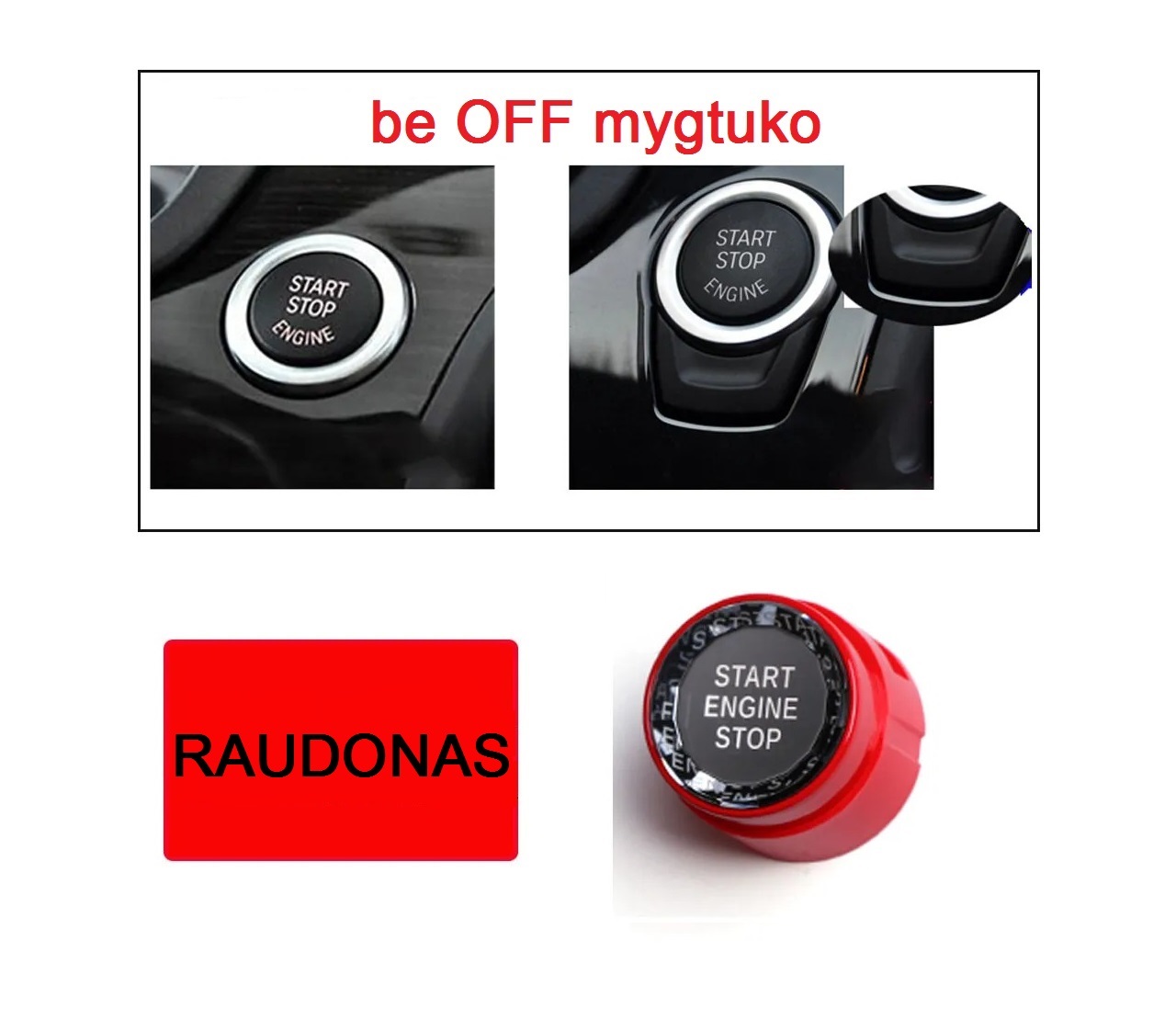 BMW F / G - serijos Start-Stop kristalinis mygtukas be OFF (raudonas)
