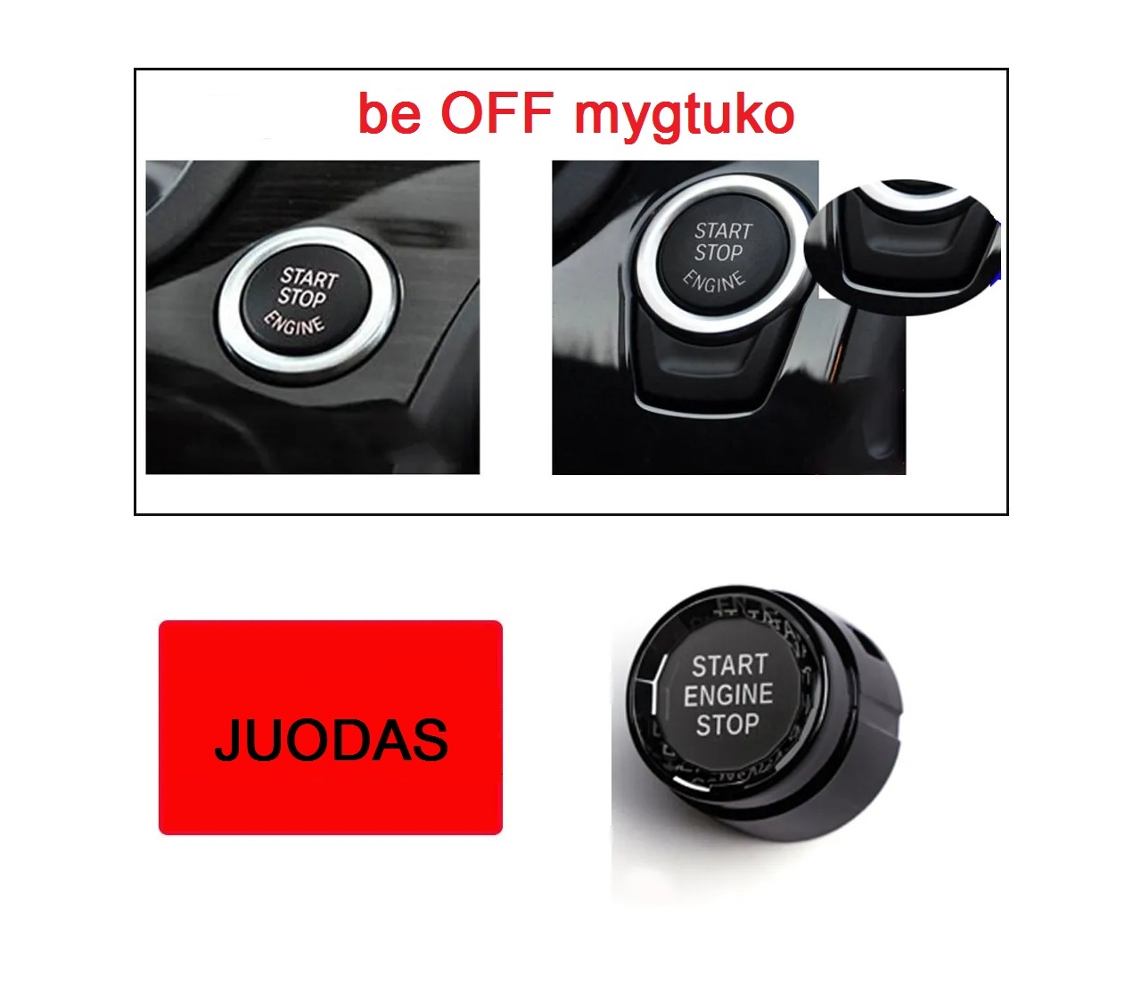 BMW F / G - serijos Start-Stop kristalinis mygtukas be OFF (juodas)
