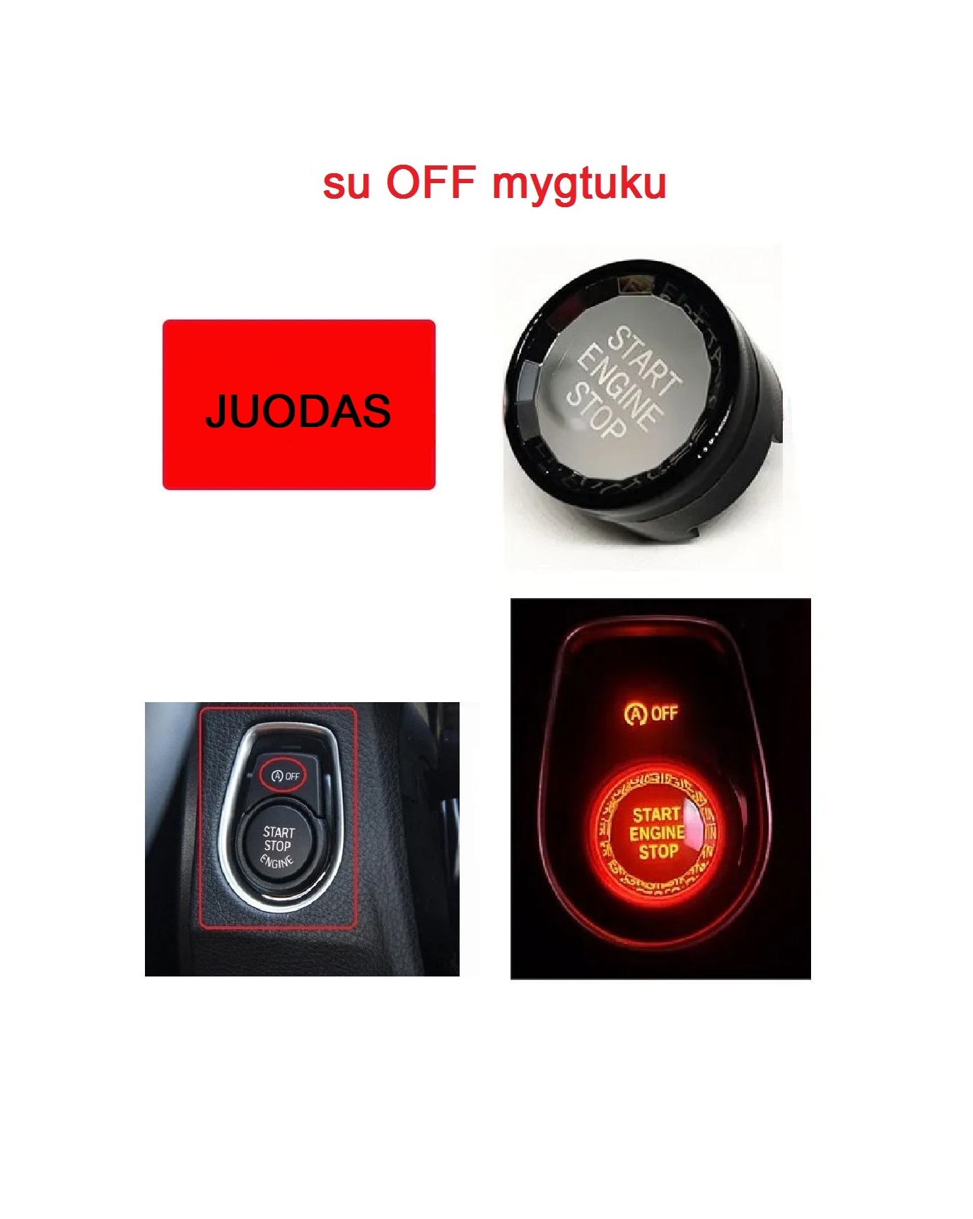 BMW F / G - serijos Start-Stop kristalinis mygtukas su OFF (juodas)