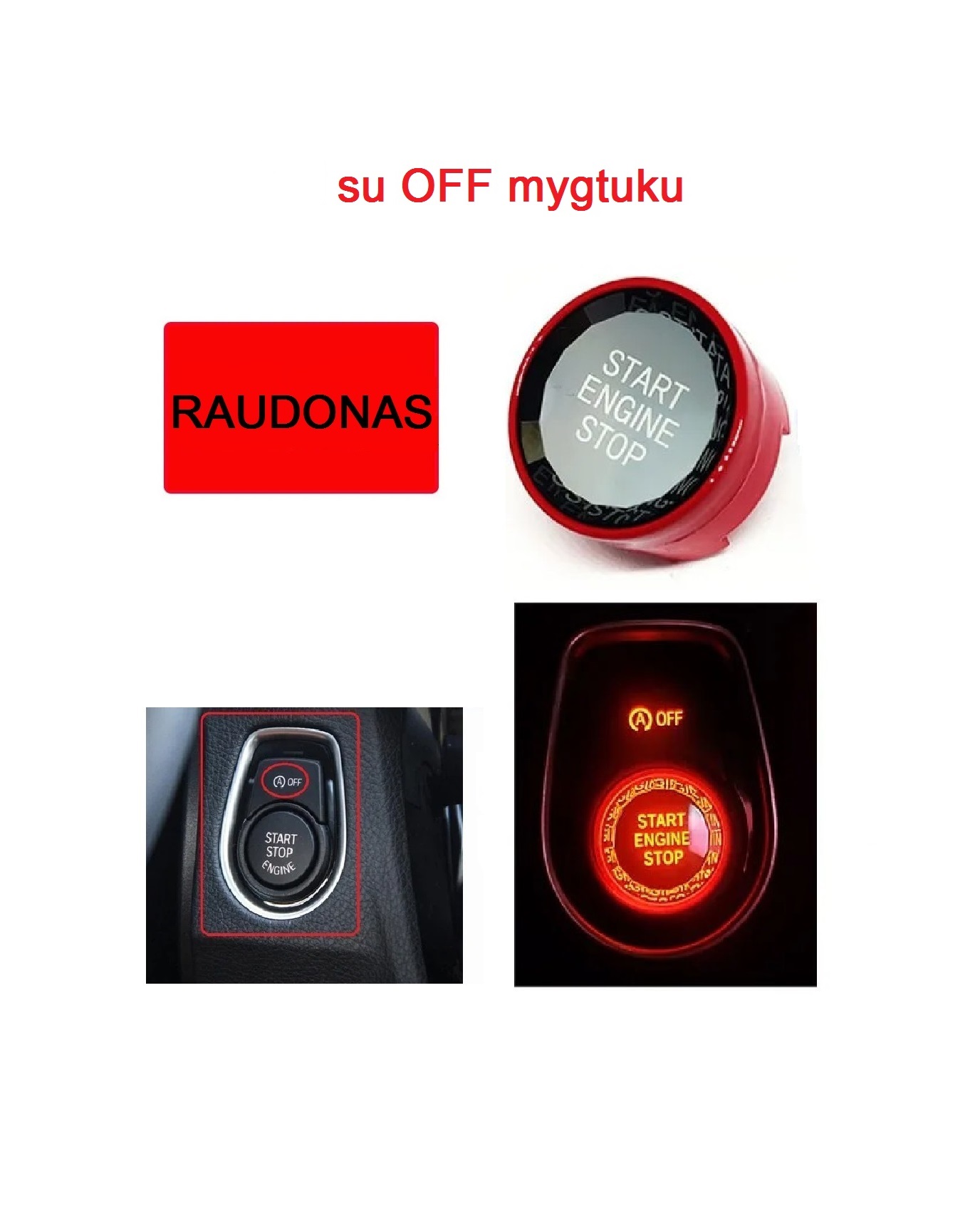BMW F / G - serijos Start-Stop kristalinis mygtukas su OFF (raudonas)