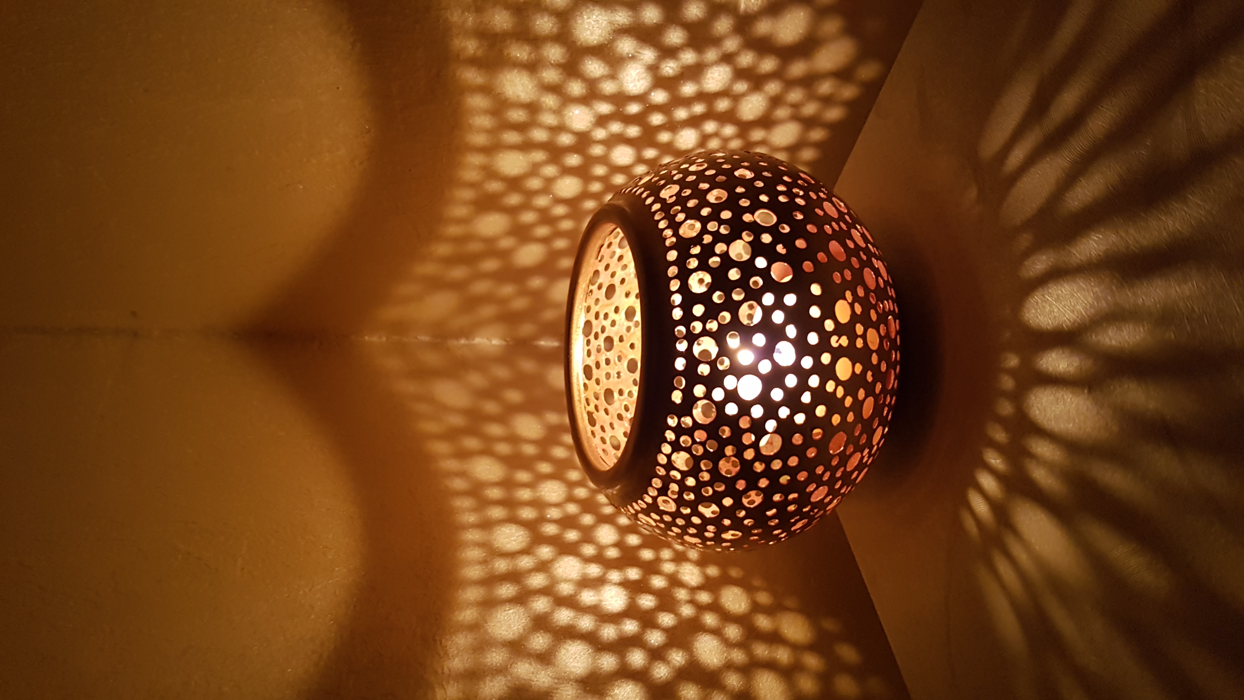 Set of 3 Metal candle holder Round Brass