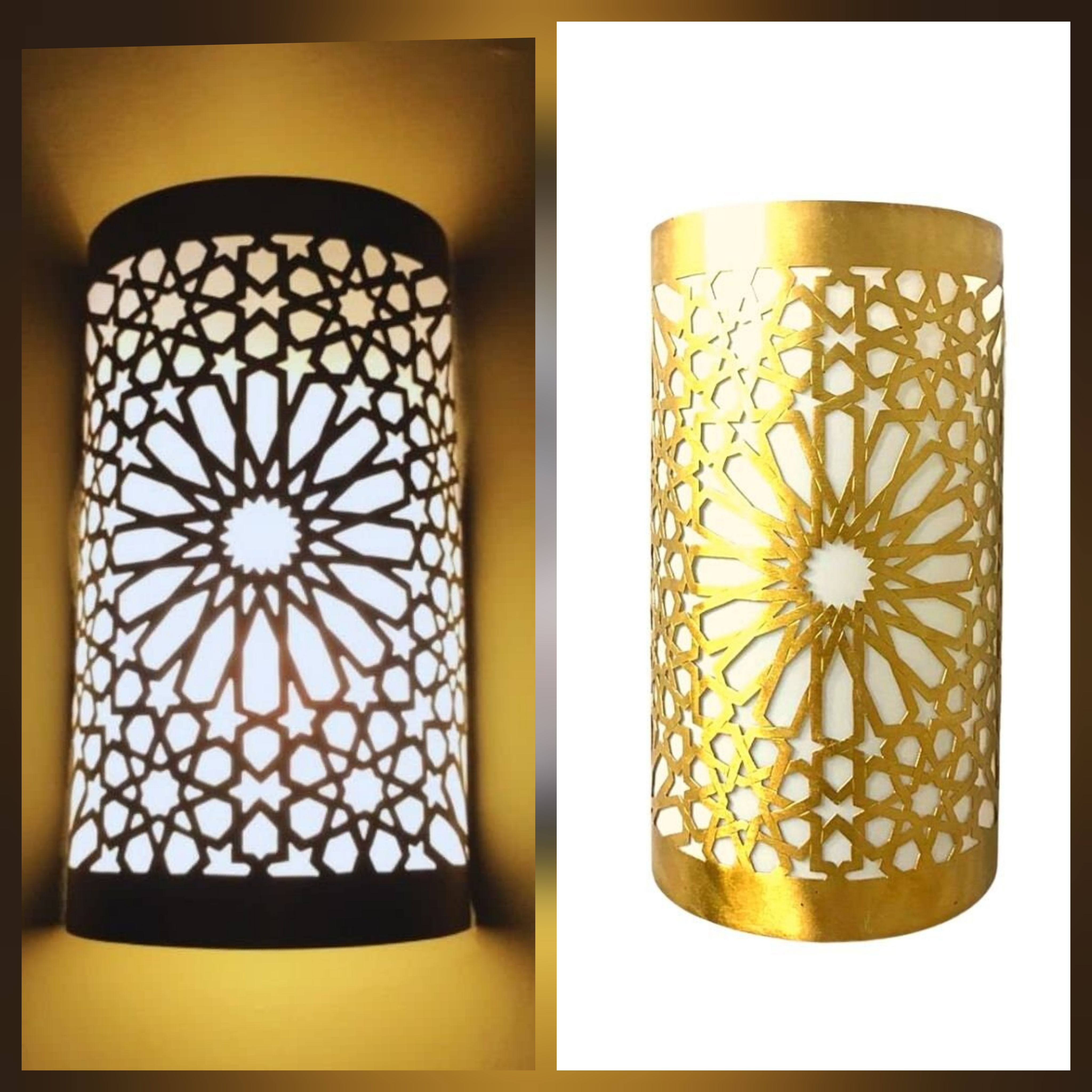 Set of 2 Antique Brass Wall Lamp